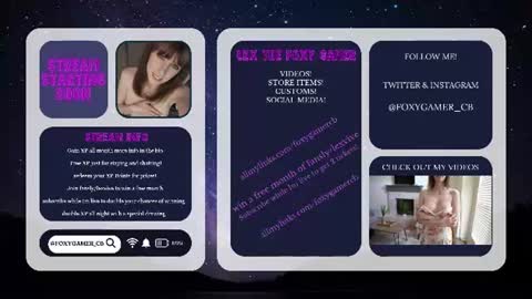 Snapshot of foxy_gamer chatting on June 24, 2026, 1:26 am Lex Vive foxygamer cb online show from June 24, 2026, 1:26 am