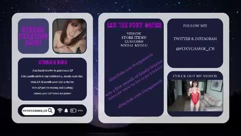 Snapshot of foxy_gamer chatting on July 10, 2026, 12:59 am Lex Vive foxygamer cb online show from July 10, 2026, 12:59 am