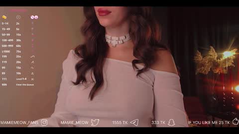 Snapshot of mamiemeow chatting on November 19, 2025, 5:40 am Your Miss Alice online show from November 19, 2025, 5:40 am