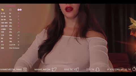 Snapshot of mamiemeow chatting on November 21, 2025, 7:51 am Your Miss Alice online show from November 21, 2025, 7:51 am