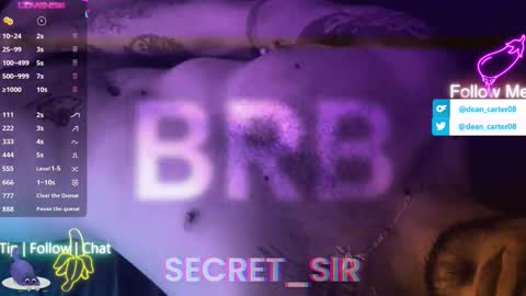 Snapshot of secret_sir chatting on May 13, 2026, 11:11 pm Dean Carter online show from May 13, 2026, 11:11 pm